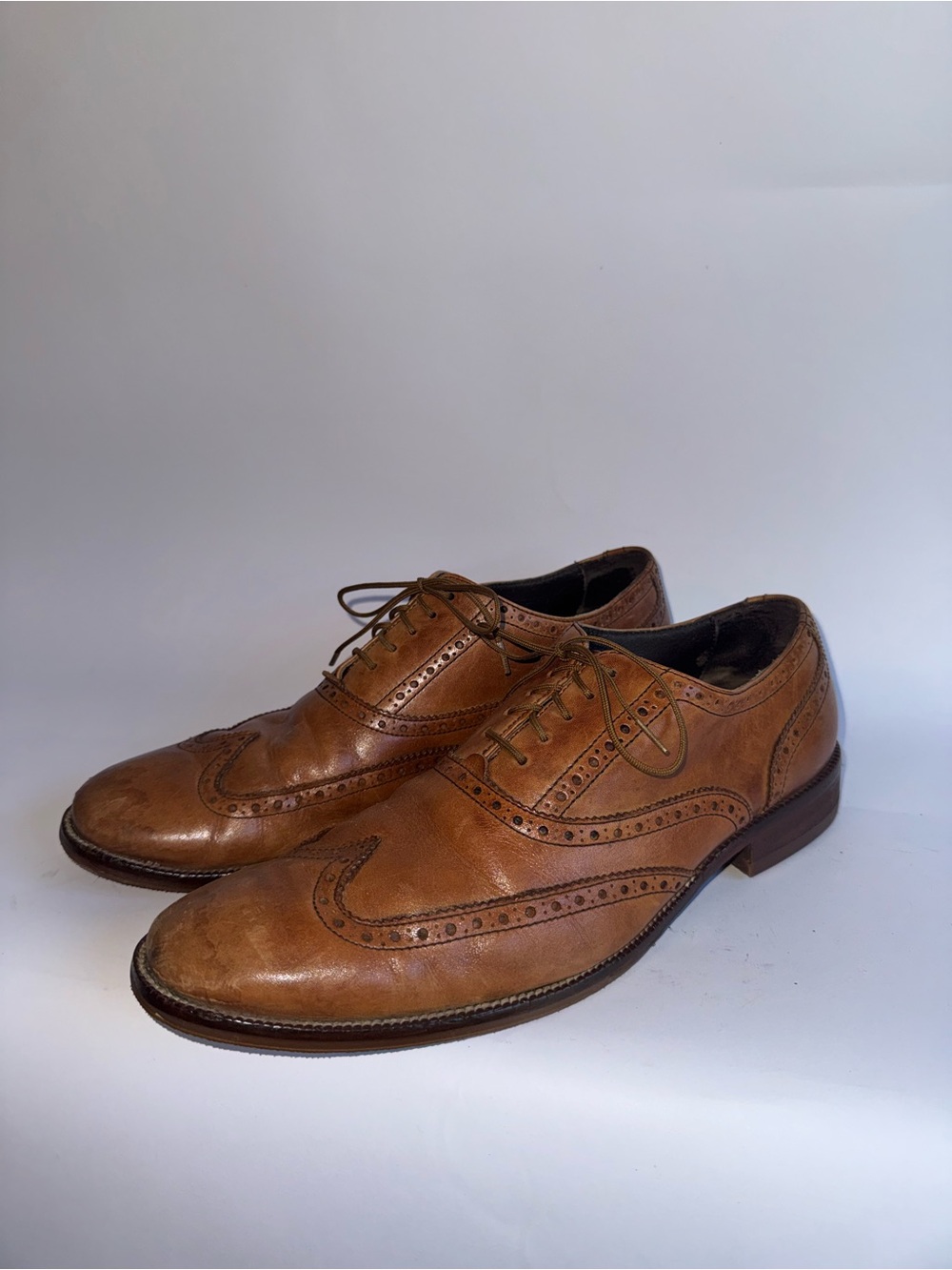 Cole Haan Williams Wingtip Oxfords Cognac Leather Men’s Size 10.5